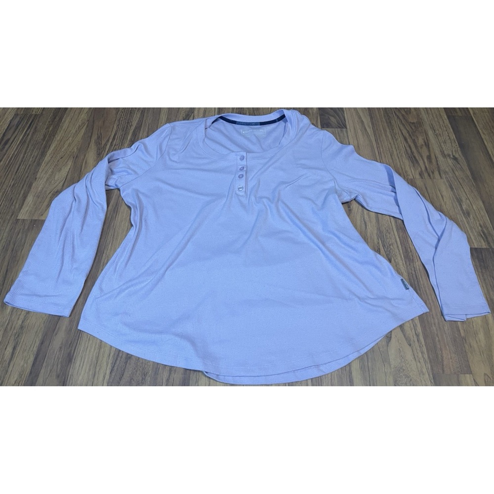 Eddie Bauer Pajama Top Womens XXL Purple Henley Long Sleeve Soft Knit Ribbed PJs